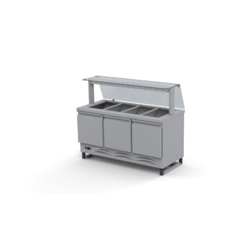 Hűtőpult 4xGN1/1 üveges felépítménnyel alsó hűtött tárolóval