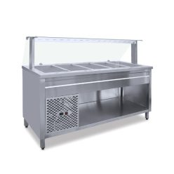 Hűtőpult 5xGN1/1 üveges felépítménnyel 