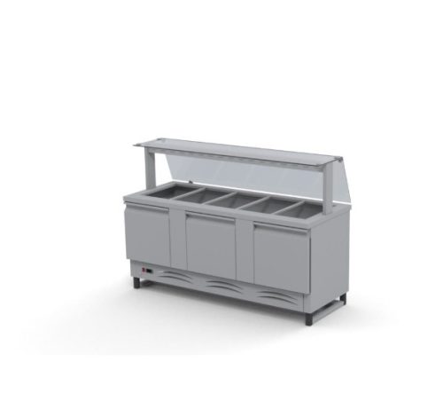 Hűtőpult 5xGN1/1 üveges felépítménnyel alsó hűtött tárolóval