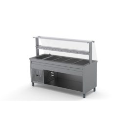 Hűtőpult 5xGN1/1 üveges felépítménnyel üvegpolccal