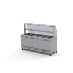   Hűtőpult 5xGN1/1 üveges felépítménnyel üvegpolccal alsó hűtött tárolóval