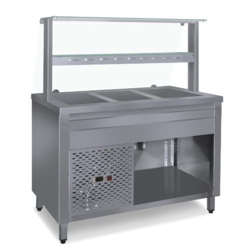 Hűtőpult 3xGN1/1 üveges felépítménnyel üvegpolccal