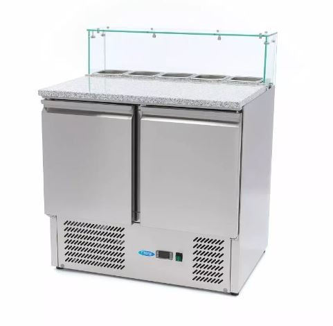 Pizzapult - Maxima 2 ajtós - 285 L, üveges feltéthűtővel