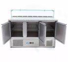 Pizzapult - Maxima 3 Ajtós, 400 L, Üveges Feltéthűtővel
