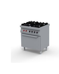 Ipari gáztűzhely - 4 lángos elektromos sütővel, őrlánggal