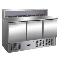 Pizzapult - 3 ajtós hűtött 8×GN1/6 edényhellyel